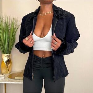 Vintage Faux Fur Trim Jacket Coat